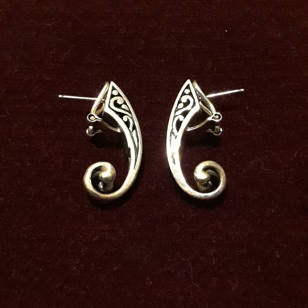 Solid 925 Sterling Silver Scroll Earrings - image 3
